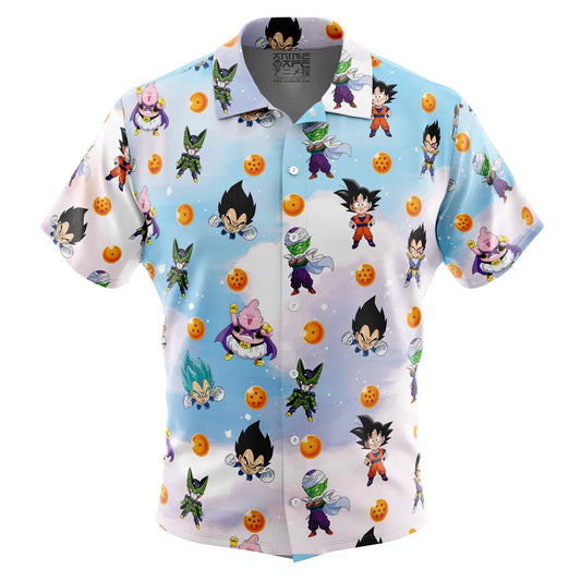Chibi Dragon Ball Z Characters Pattern Button Up Hawaiian Shirt