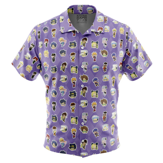 Chibi Jojo's Bizarre Adventure Characters Pattern Button Up Hawaiian Shirt
