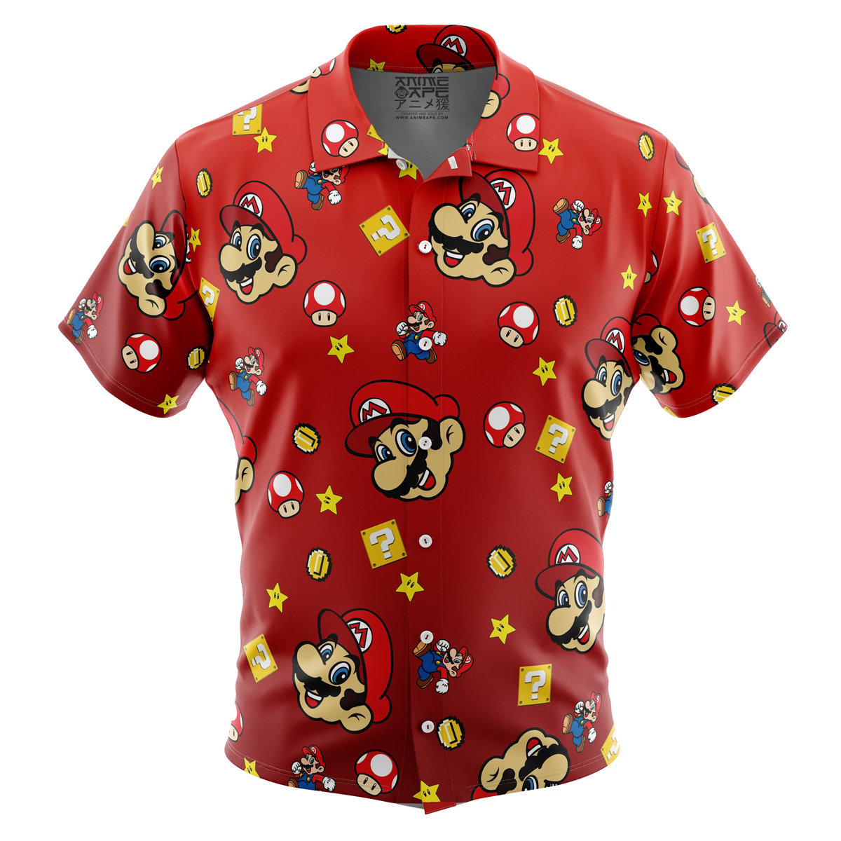Mario Bros Pattern Super Mario Bros Button Up Hawaiian Shirt
