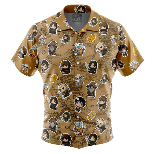Chibi Fellowship Of The Ring Pattern The Lord Of The Rings Button Up Hawaiian Shirt