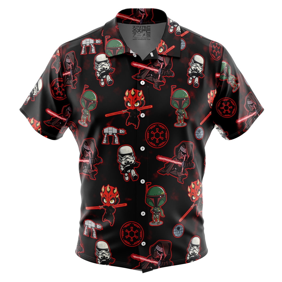 Chibi Sith Galactic Empire Star Wars Pattern Button Up Hawaiian Shirt