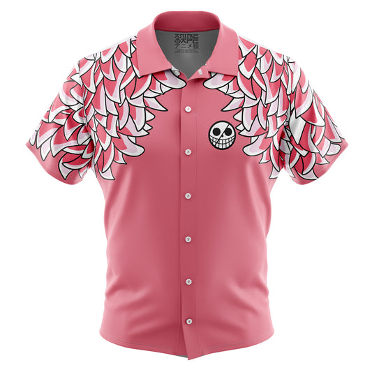Doflamingo Pattern One Piece Button Up Hawaiian Shirt