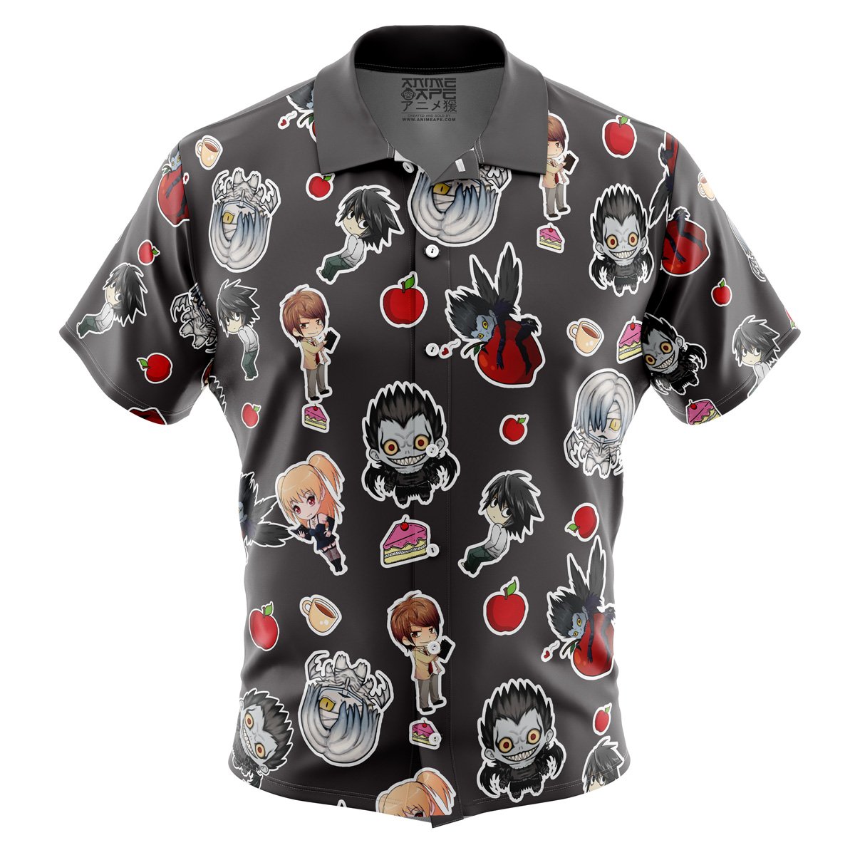 Chibi Death Note Pattern Button Up Hawaiian Shirt
