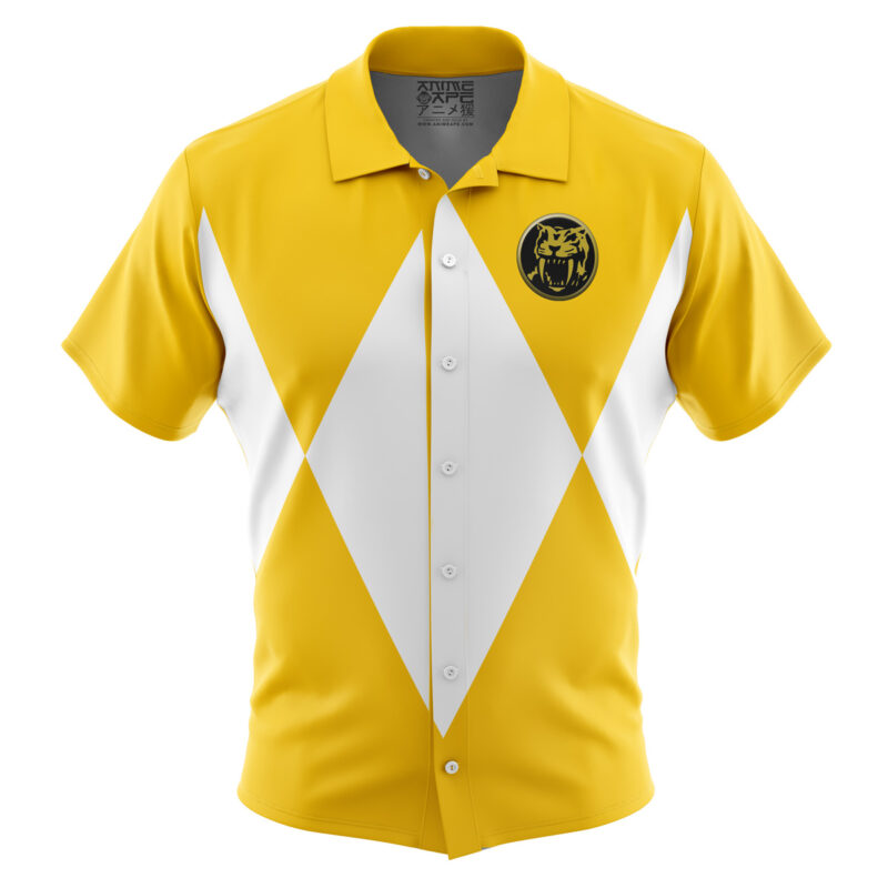 Yellow Ranger Mighty Morphin Power Rangers Button Up Hawaiian Shirt