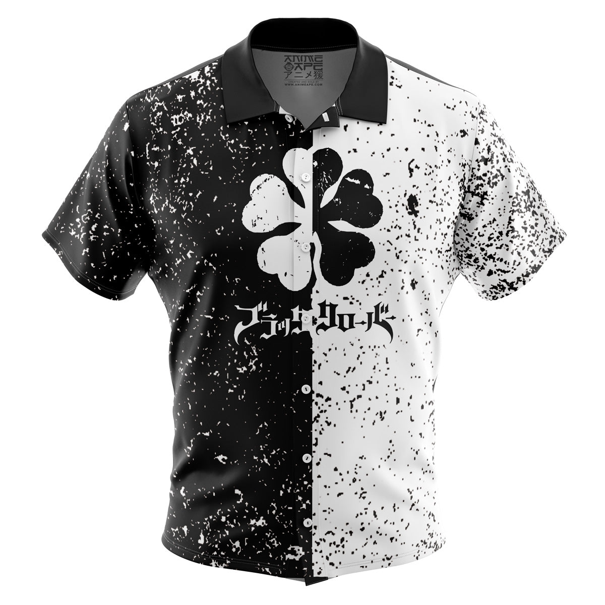 Five Leaf Black Clover Button Up Hawaiian Shirt