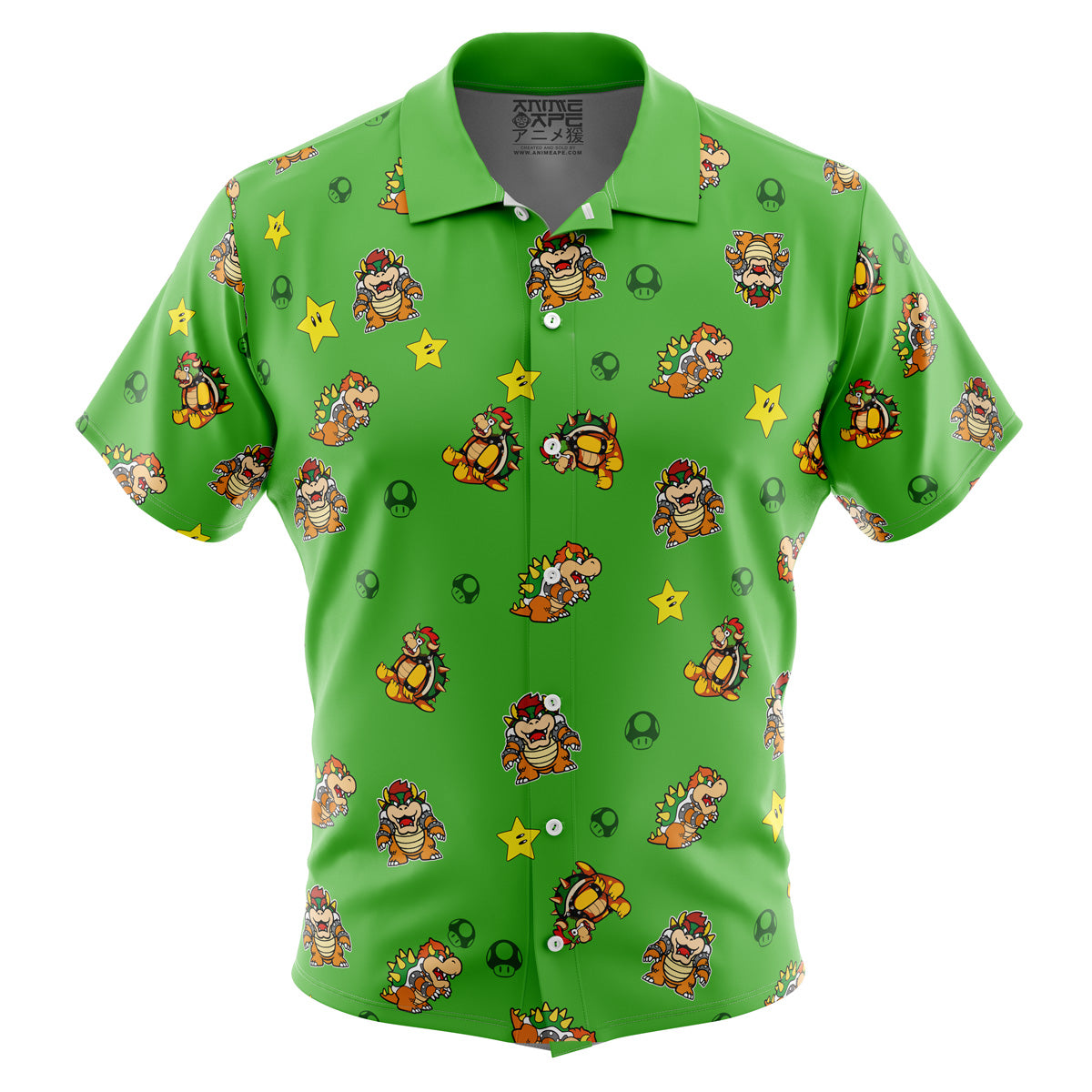 Bowser Pattern Super Mario Bros Button Up Hawaiian Shirt