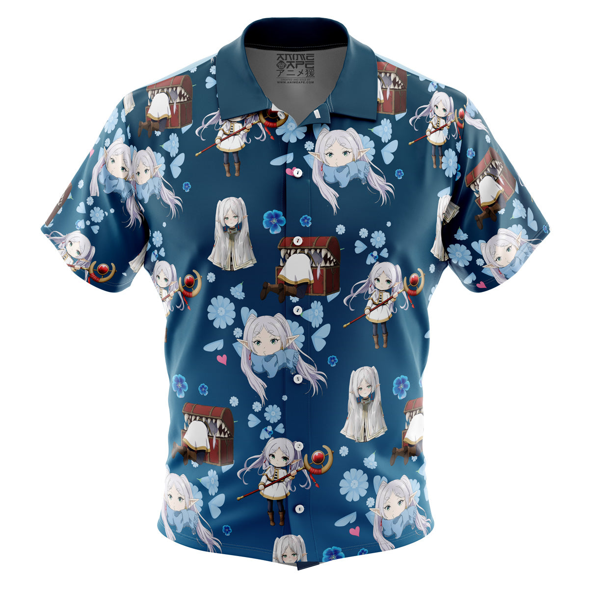 Frieren: Beyond Journey's End Pattern Button Up Hawaiian Shirt