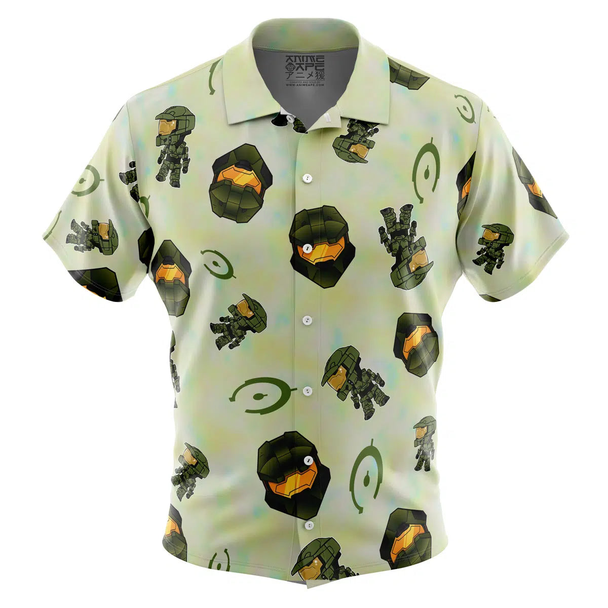 Halo Pattern Gaming Button Up Hawaiian Shirt