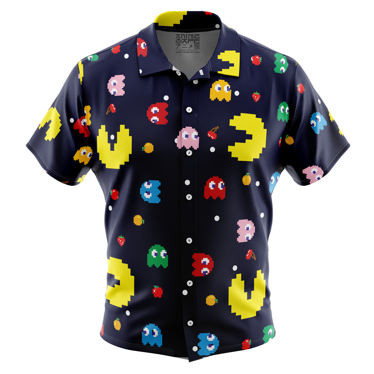 Pac Man Pattern Button Up Hawaiian Shirt