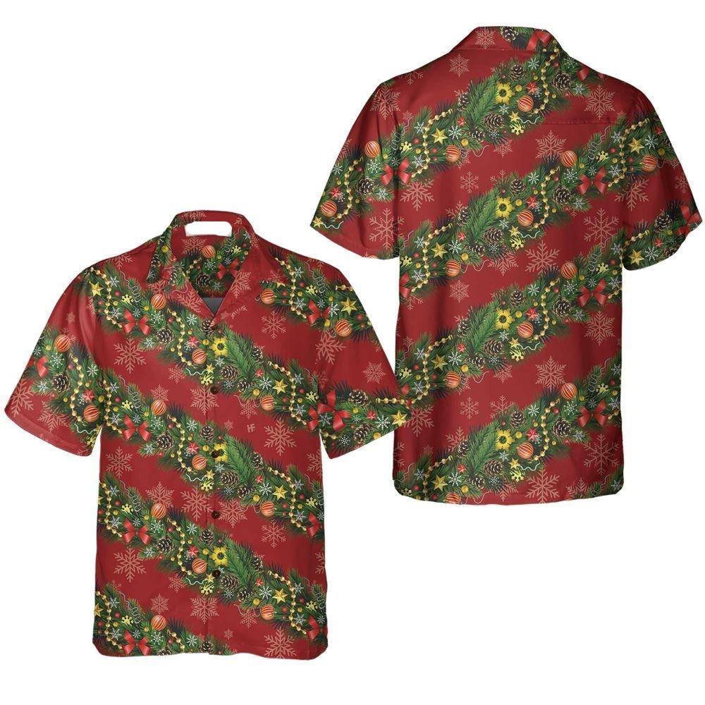 NoClaws Christmas Hawaii Shirt Christmas Decorations With Snowflakes Hawaiian Shirt Red Green Unisex