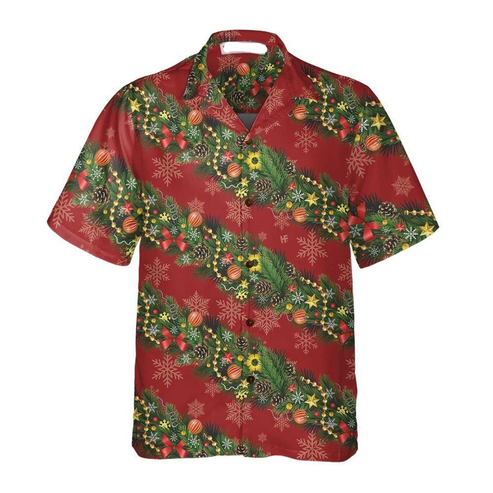NoClaws Christmas Hawaii Shirt Christmas Decorations With Snowflakes Hawaiian Shirt Red Green Unisex
