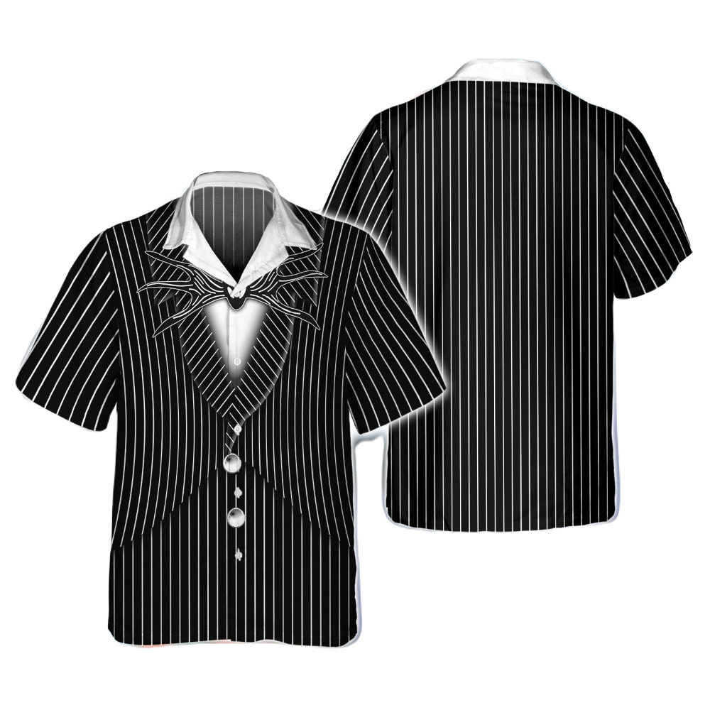 NoClaws The Nightmare Before Christmas Hawaii Shirt Jack Skelligton Clothes Pattern Aloha Shirt Black White Unisex