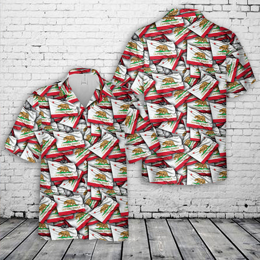 California State Flag Pattern Hawaiian Shirt