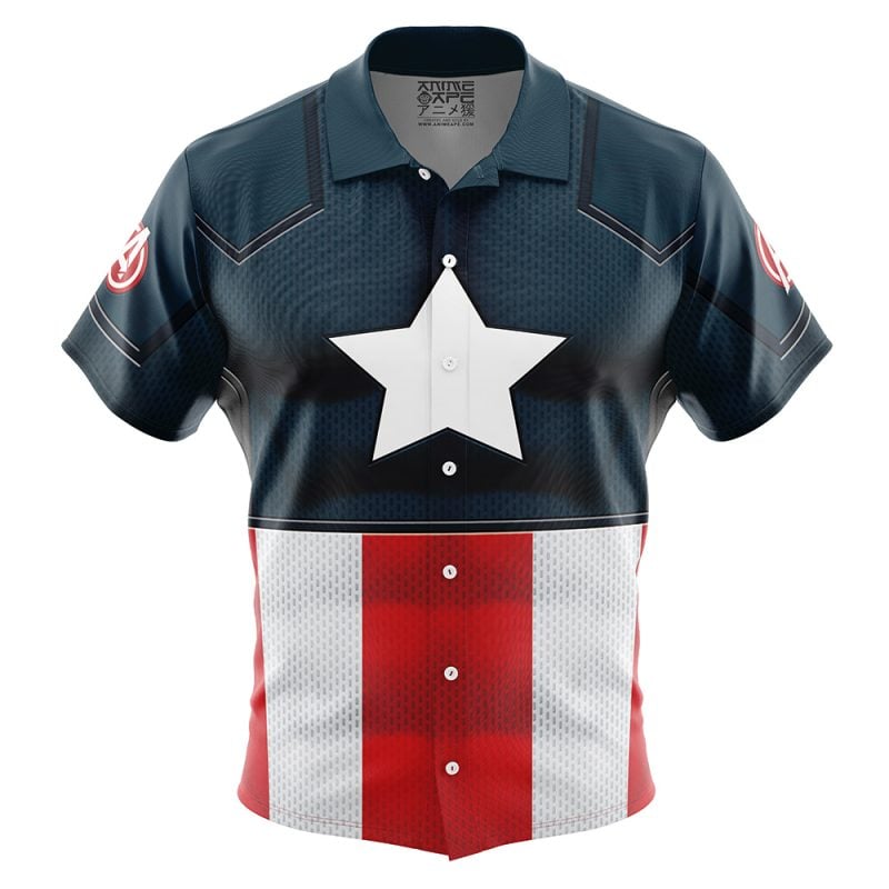 Captain America Marvel Button Up Hawaiian Shirt