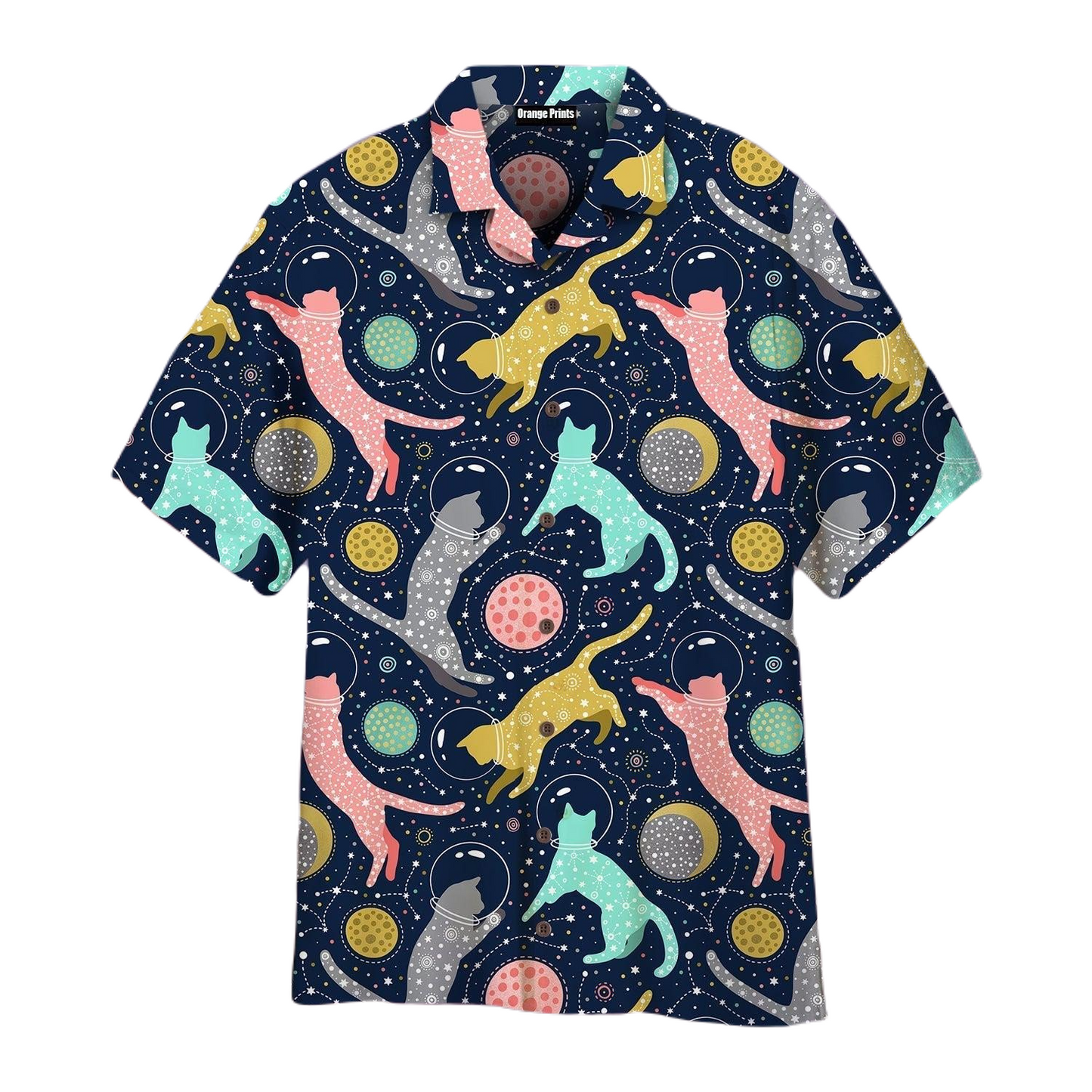 NoClaws Cat Hawaii Shirt Cats Space Cosmic Planet Pattern Hawaiian Shirt Colorful Unisex