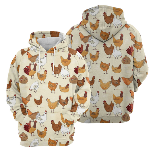 Chicken Hoodie Cartoon Chicken Family Pattern Hoodie Colorful Unisex