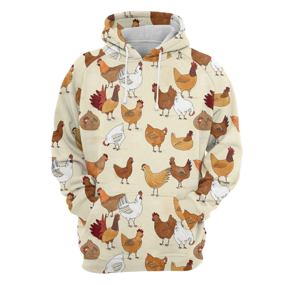 Chicken Hoodie Cartoon Chicken Family Pattern Hoodie Colorful Unisex