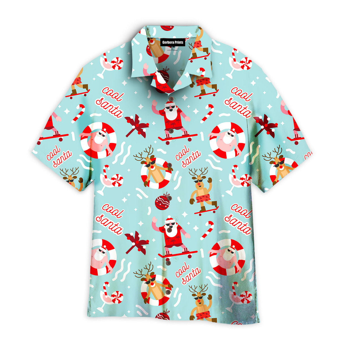 NoClaws Christmas Hawaii Shirt Cool Santa Reindeer Summer Beach Hawaiian Shirt Blue Unisex