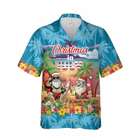 NoClaws Christmas Hawaii Shirt Christmas In July Santa On Beach Hawaiian Shirt Colorful Unisex
