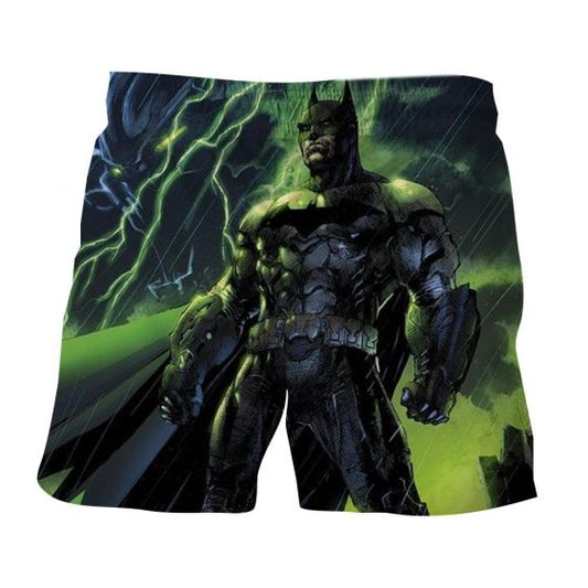 Batman Shorts Batman the Dark Knight Thunderlight Beach Shorts Black Green