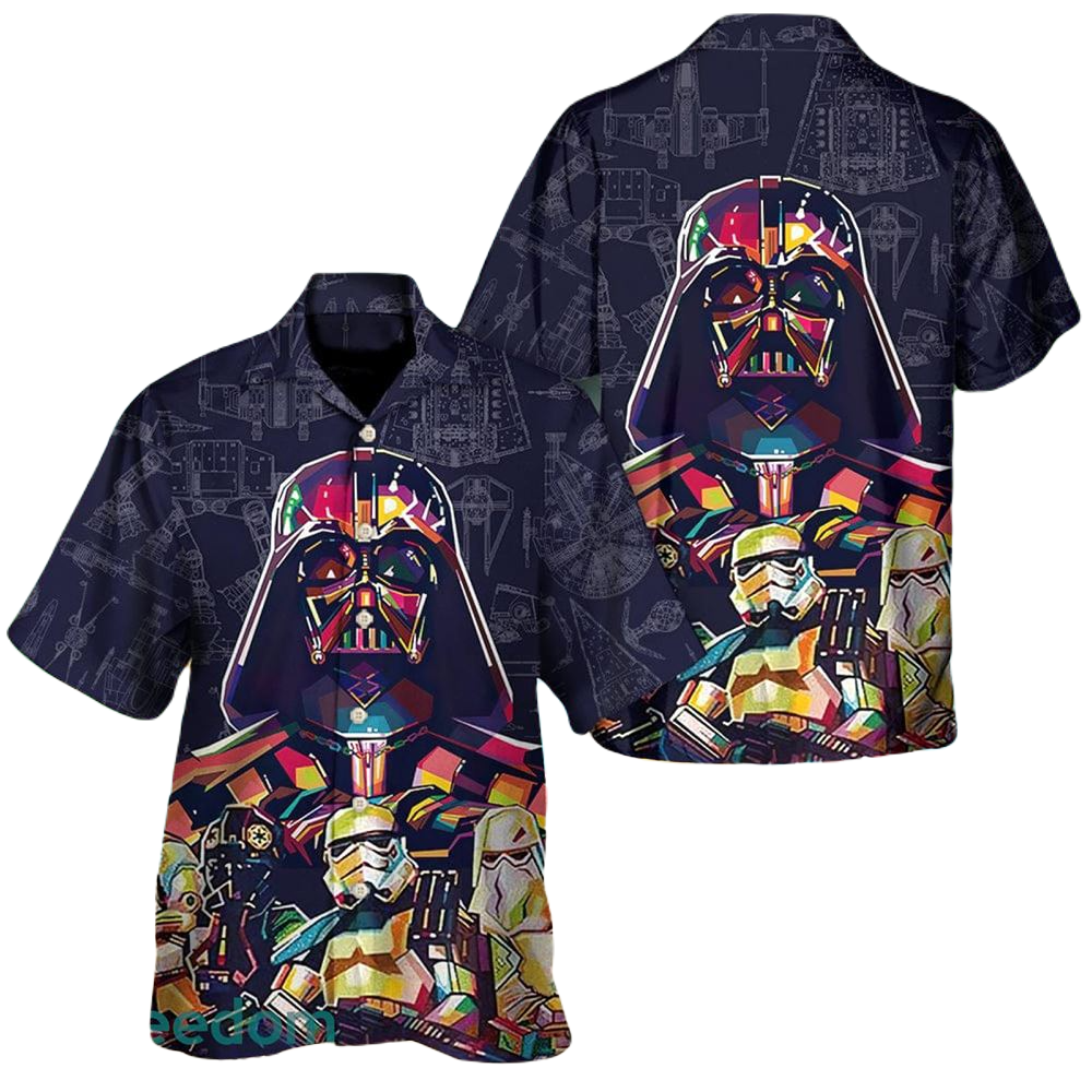 NoClaws Star Wars Hawaii Shirt Darth Vader Stormtrooper Spaceship Pattern Hawaiian Shirt Black Unisex