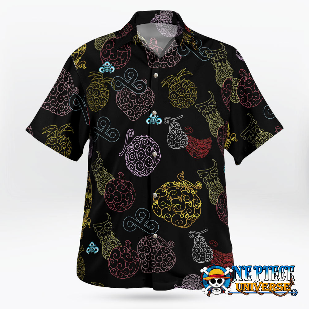 Devil Fruits Sketch Color Button Up Hawaiian Shirt For Sale | One Piece Universe Store
