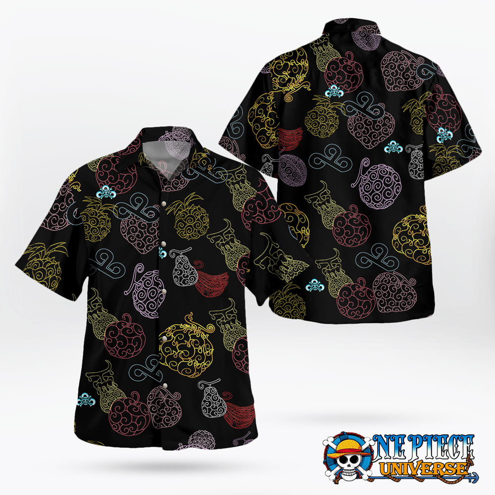 Devil Fruits Sketch Color Button Up Hawaiian Shirt For Sale | One Piece Universe Store