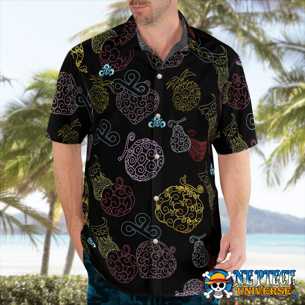 Devil Fruits Sketch Color Button Up Hawaiian Shirt For Sale | One Piece Universe Store
