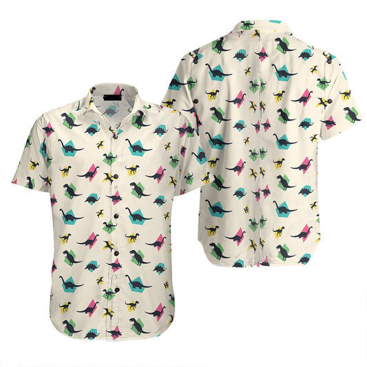 NoClaws Dinosaur Hawaii Shirt All Types Of Dinosaur Silhouette Pattern Hawaiian Shirt Colorful Unisex