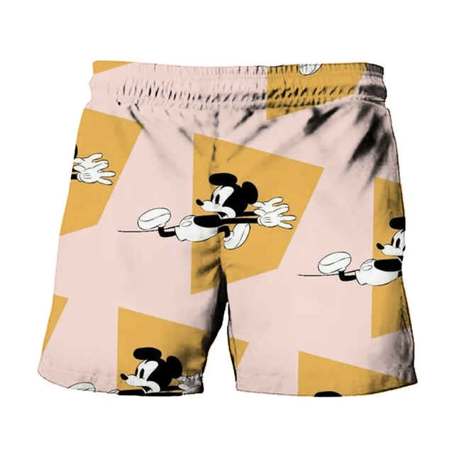 Mickey Mouse Shorts Running Away Mickey Mouse Pattern Beach Shorts Orange Pink