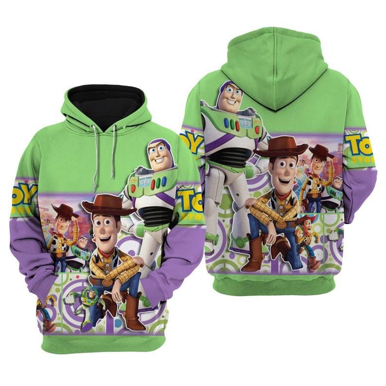 Toy Story Hoodie DN Toy Story Woody Buzz Lightyear Hoodie Purple Green Unisex