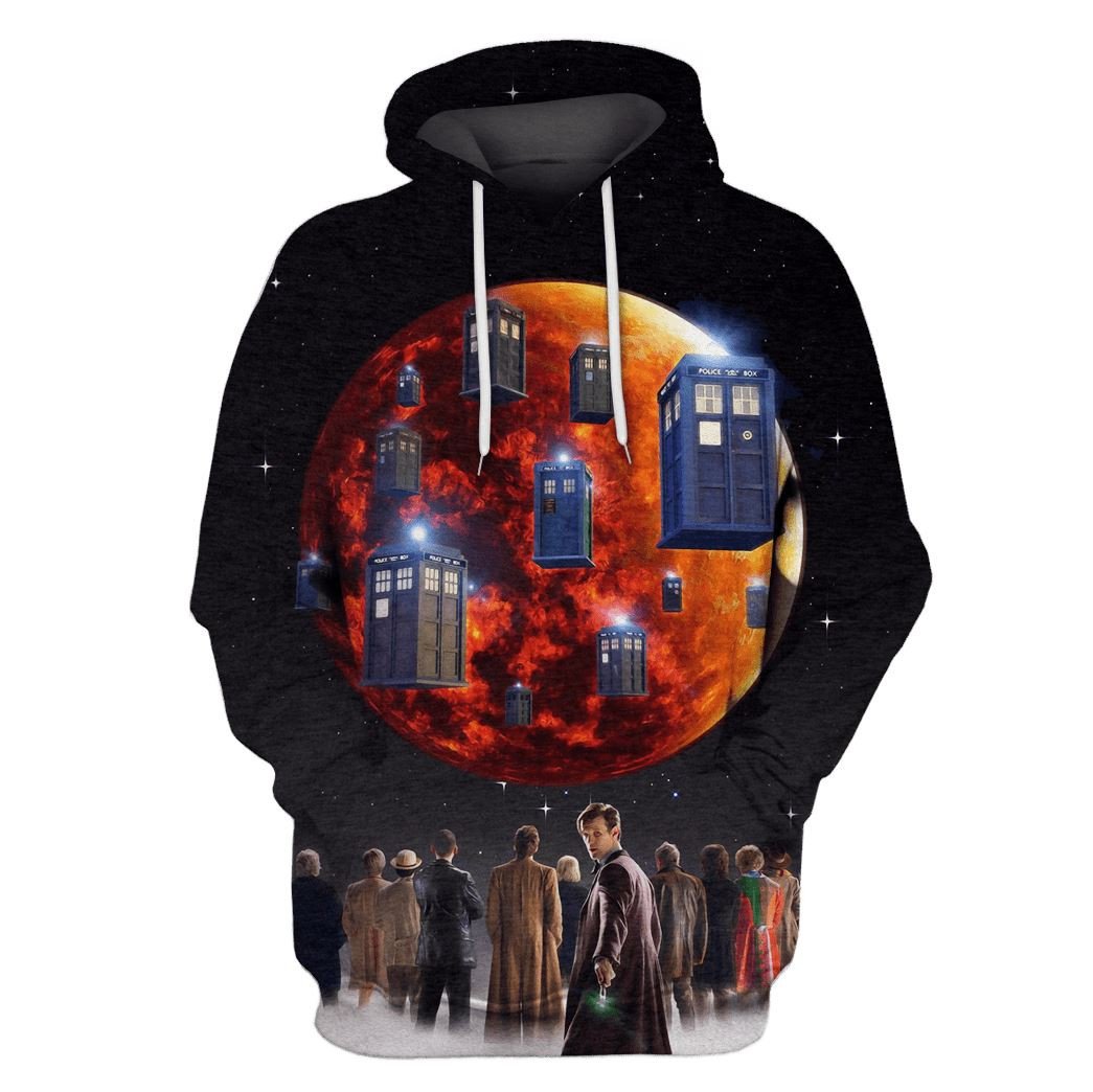 Doctor Who Hoodie All Doctors And Tardis Hoodie Black Unisex