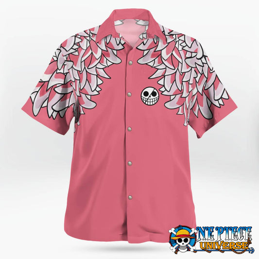 Pink One Piece Doflamingo Pattern Button Up Hawaiian Shirt For Sale | One Piece Universe Store