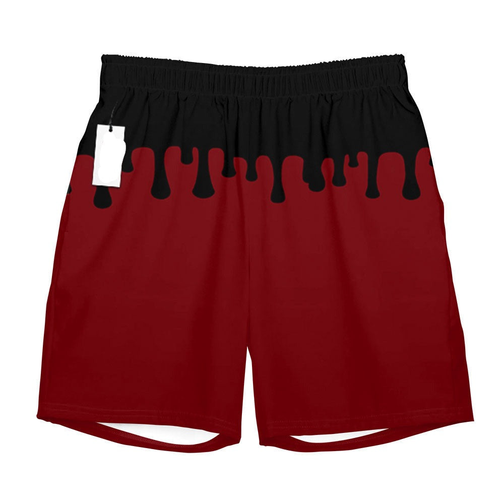 Demon Slayer Shorts the Demon Douma Pattern Beach Shorts Black Red