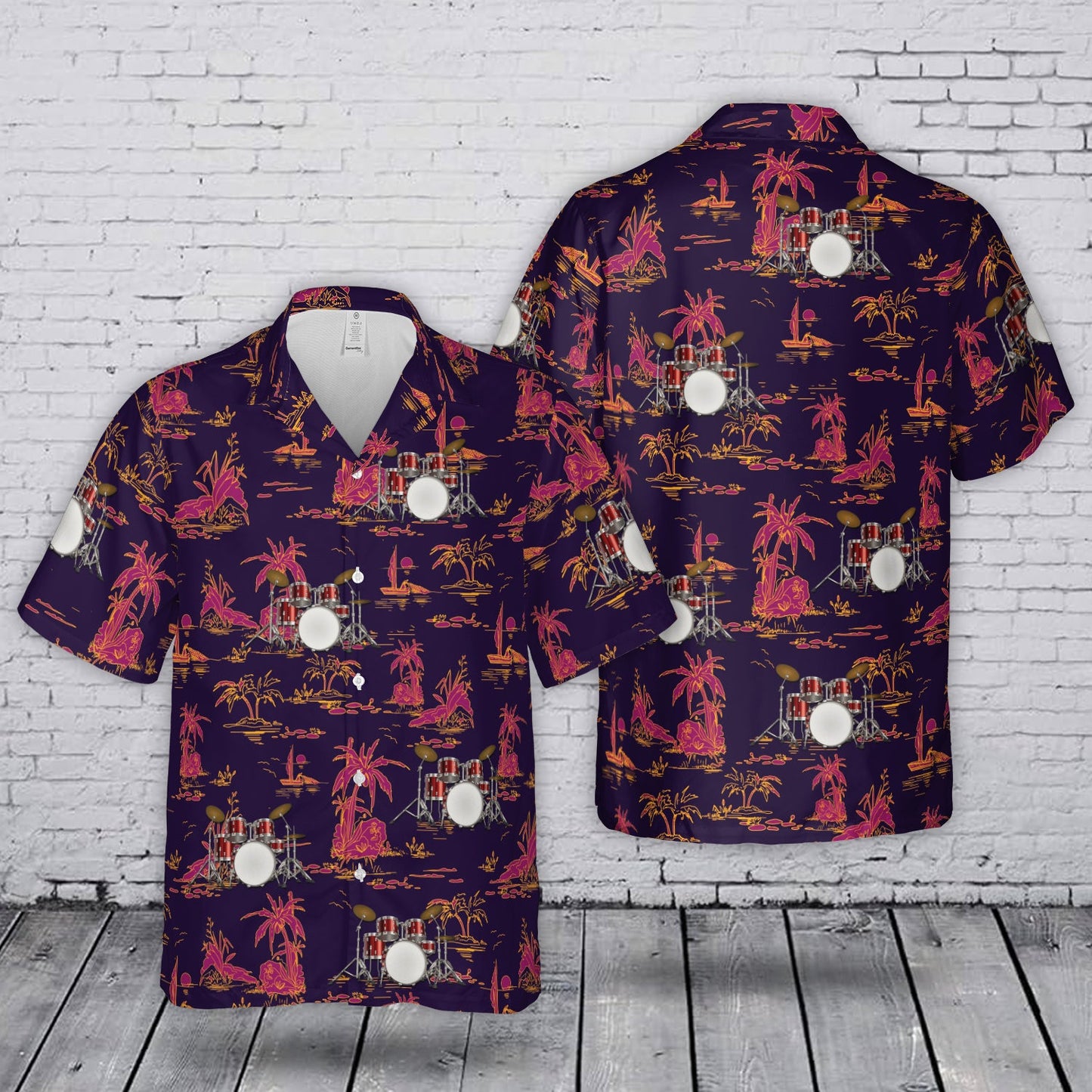 Drums Musical Instrument Tropical Hawaiian Shirt Hawaiian Shirt