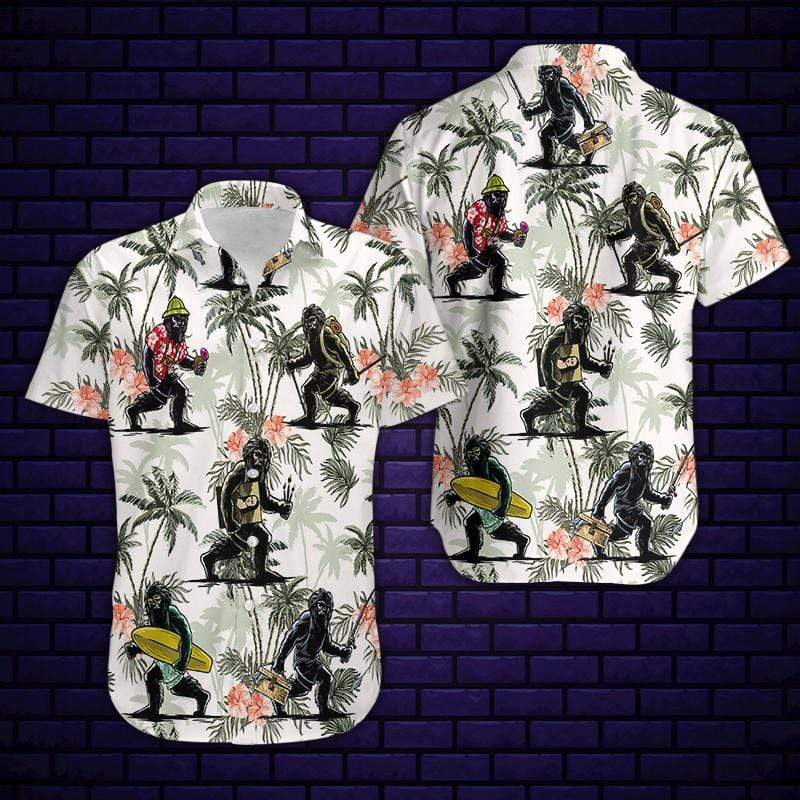 Friday89 Bigfoot Aloha Shirt Bigfoot On Vacation Hawaiian Shirt