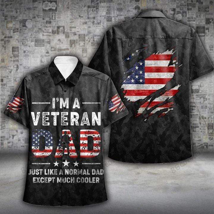 Father's Day Gift Veteran Father Hawaii Shirt I'm A Veteran Dad Hawaiian Aloha Shirts