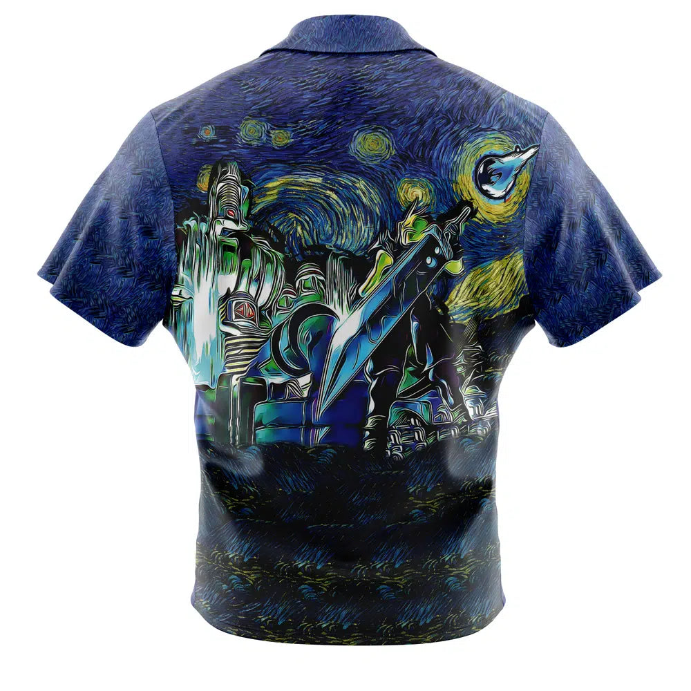 Final Fantasy 7 Starry Night Midgar Button Up Hawaiian Shirt
