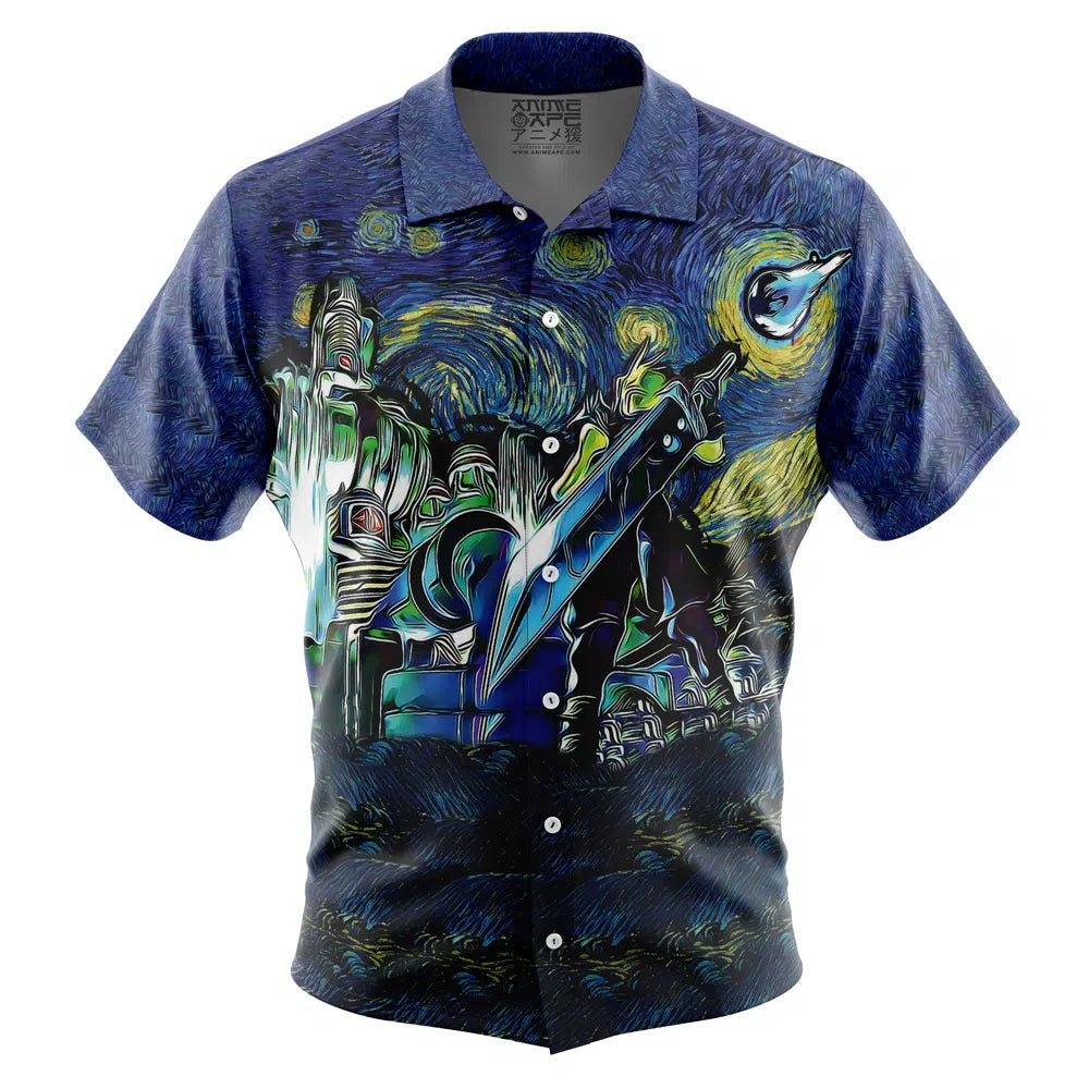 Final Fantasy 7 Starry Night Midgar Button Up Hawaiian Shirt