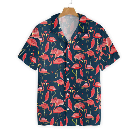 Gifury Flamingo Love Hawaii Shirt Love Heart Flamingo Hawaiian Shirt Flamingo Aloha Shirt 2022