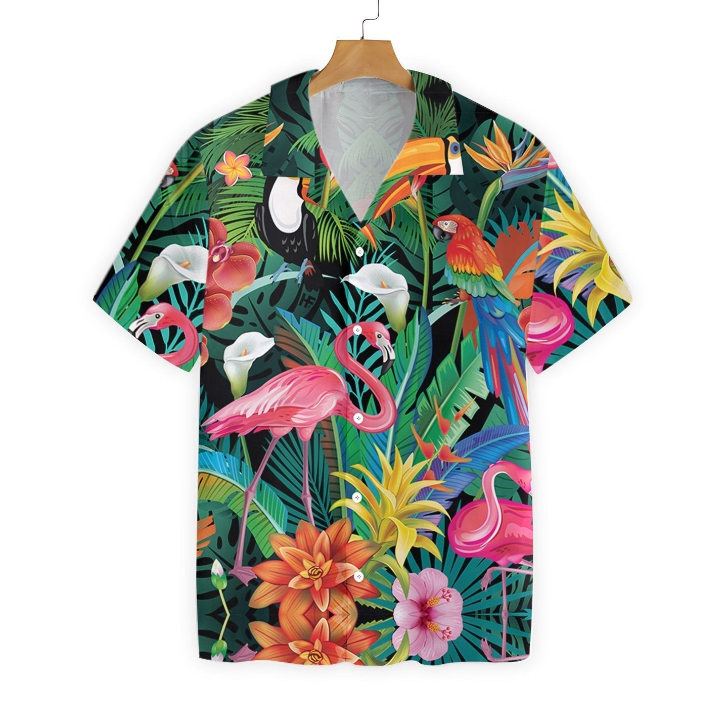 Gifury Flamingo Hawaii Shirt Tropical Flower Forest Tropical Bird Hawaiian Shirt Flamingo Aloha Shirt 2022