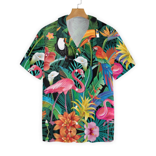 Gifury Flamingo Hawaii Shirt Tropical Flower Forest Tropical Bird Hawaiian Shirt Flamingo Aloha Shirt 2022