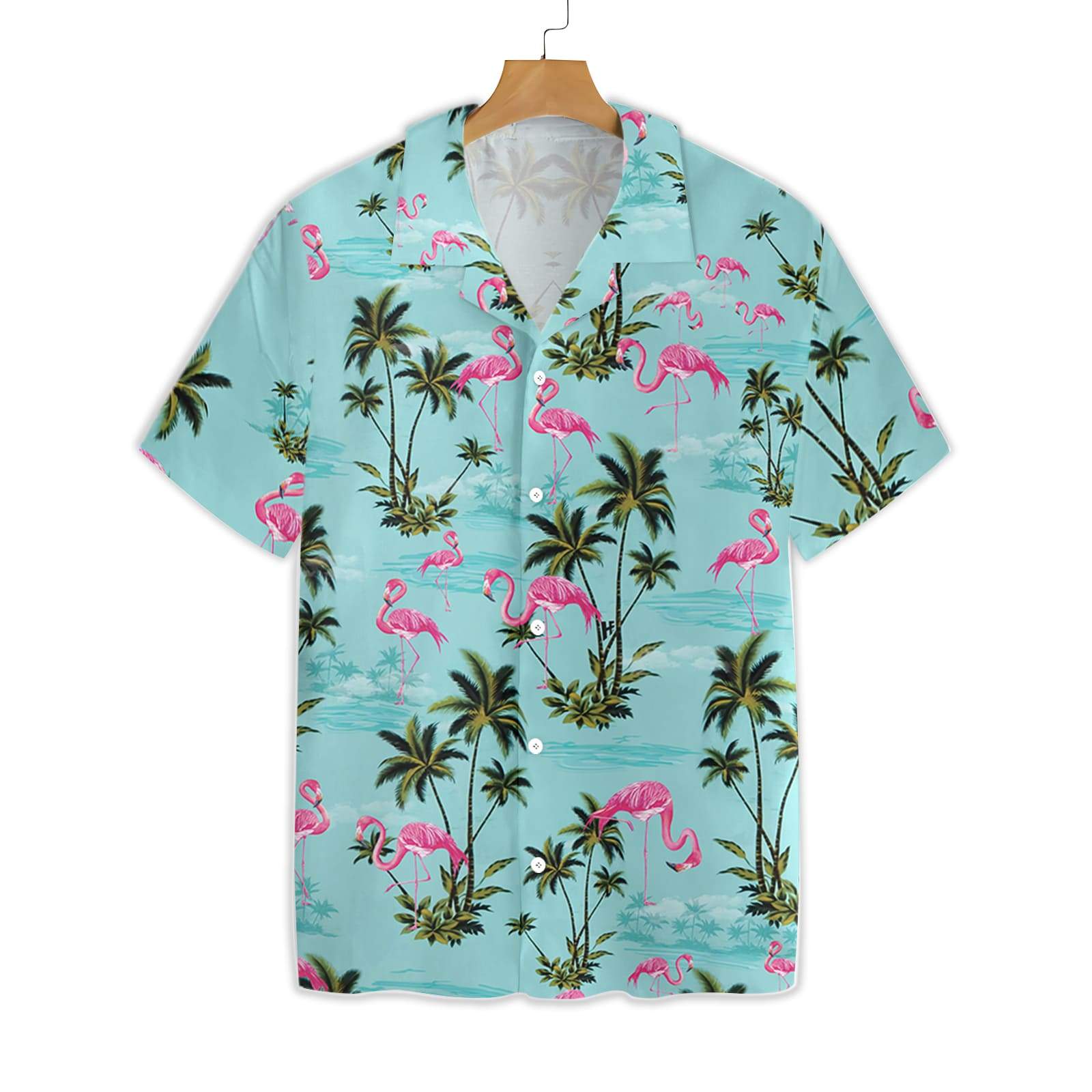 Gifury Flamingo Hawaiian Shirt Blue Flamingo Palm Tree Hawaii Shirt Flamingo Aloha Shirt 2022