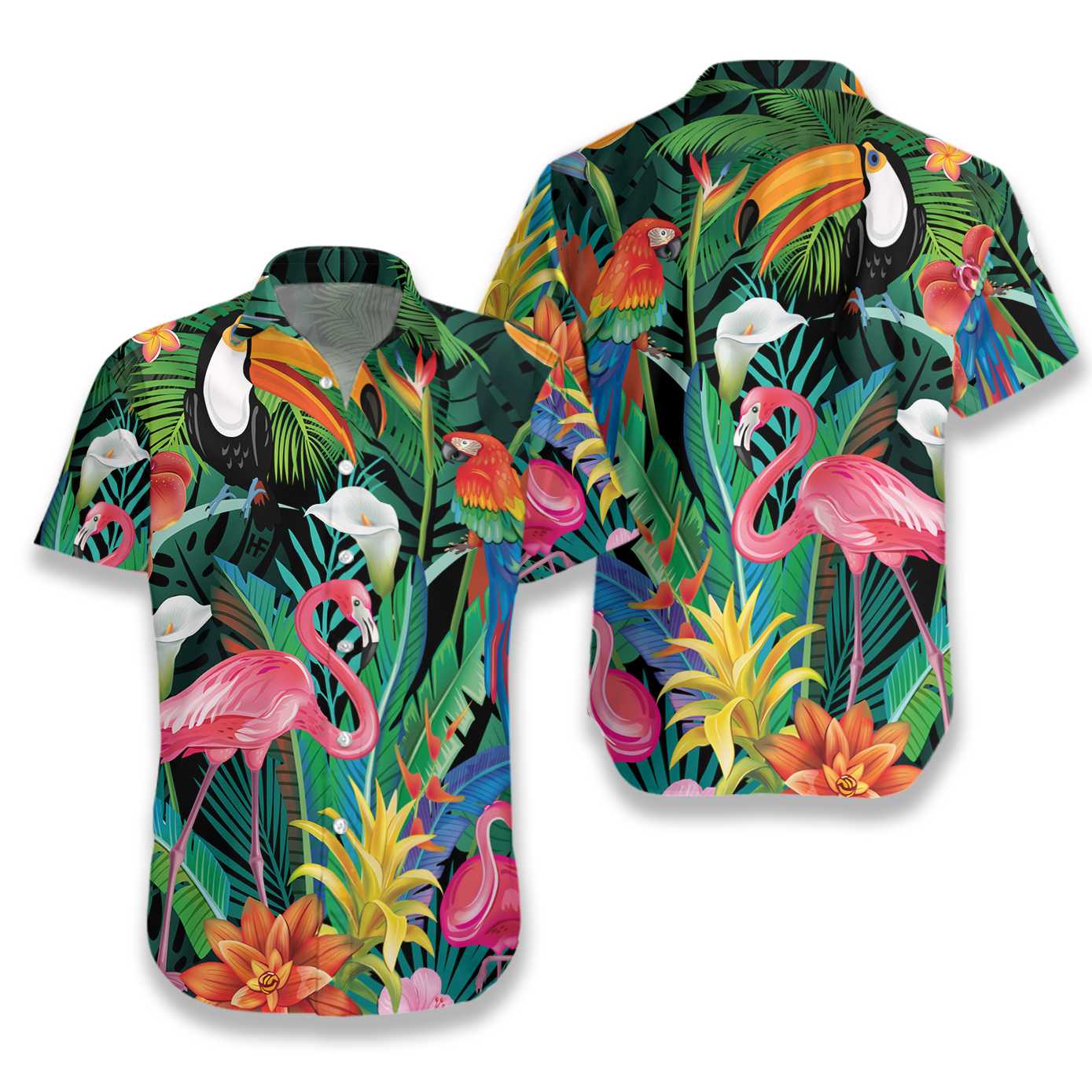 Gifury Flamingo Hawaii Shirt Tropical Flower Forest Tropical Bird Hawaiian Shirt Flamingo Aloha Shirt 2024