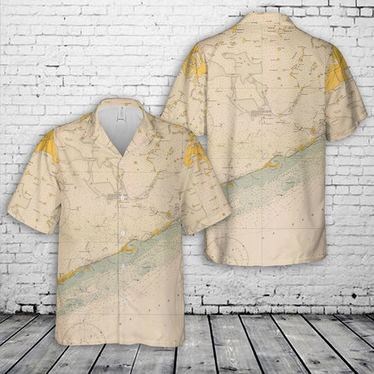 Florida Keys Map 1940 Nautical Chart Hawaiian Shirt