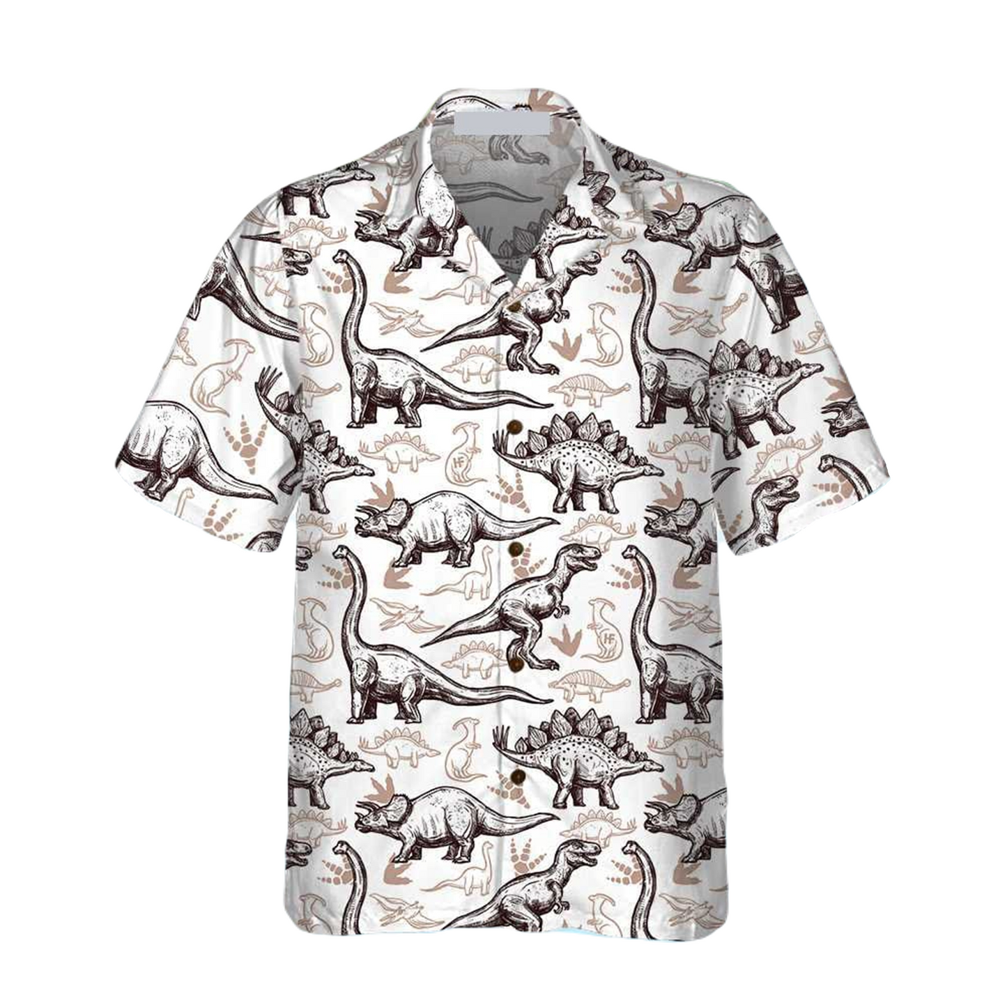 NoClaws Dinosaur Hawaii Shirt All Types Of Dinosaur Footprints Pattern Hawaiian Shirt White Unisex
