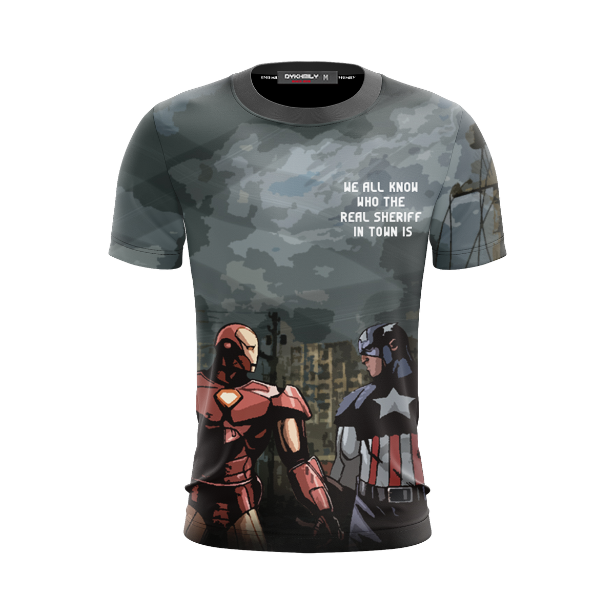 MV Shirt Captain America Iron Man We All Know Who The Real Sheriff In Town Is T-shirt