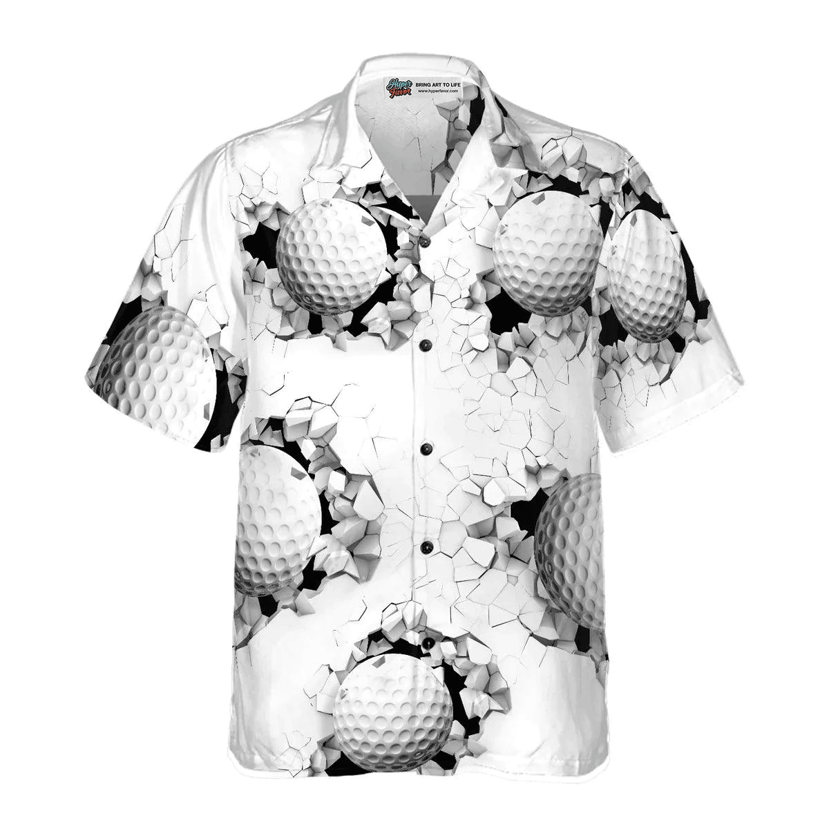 NoClaws Golf Hawaii Shirt Golf Ball Breaking Through Wall Hawaiian Shirt White Unisex
