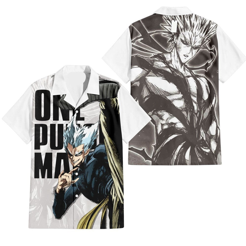 NoClaws One Punch Man Hawaii Shirt Gerou Villain Character Aloha Shirt Gray White Unisex
