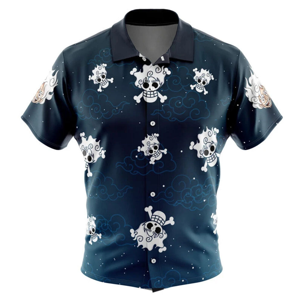 Gear 5 Jolly Roger Pattern Button Up Hawaiian Shirt | One Piece Universe Store